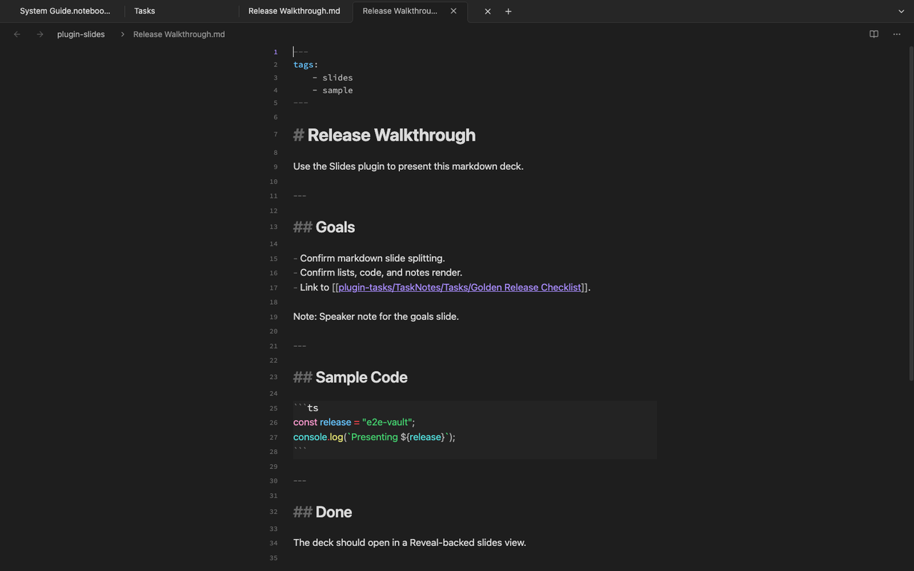 A slide deck presented in the Slides view.