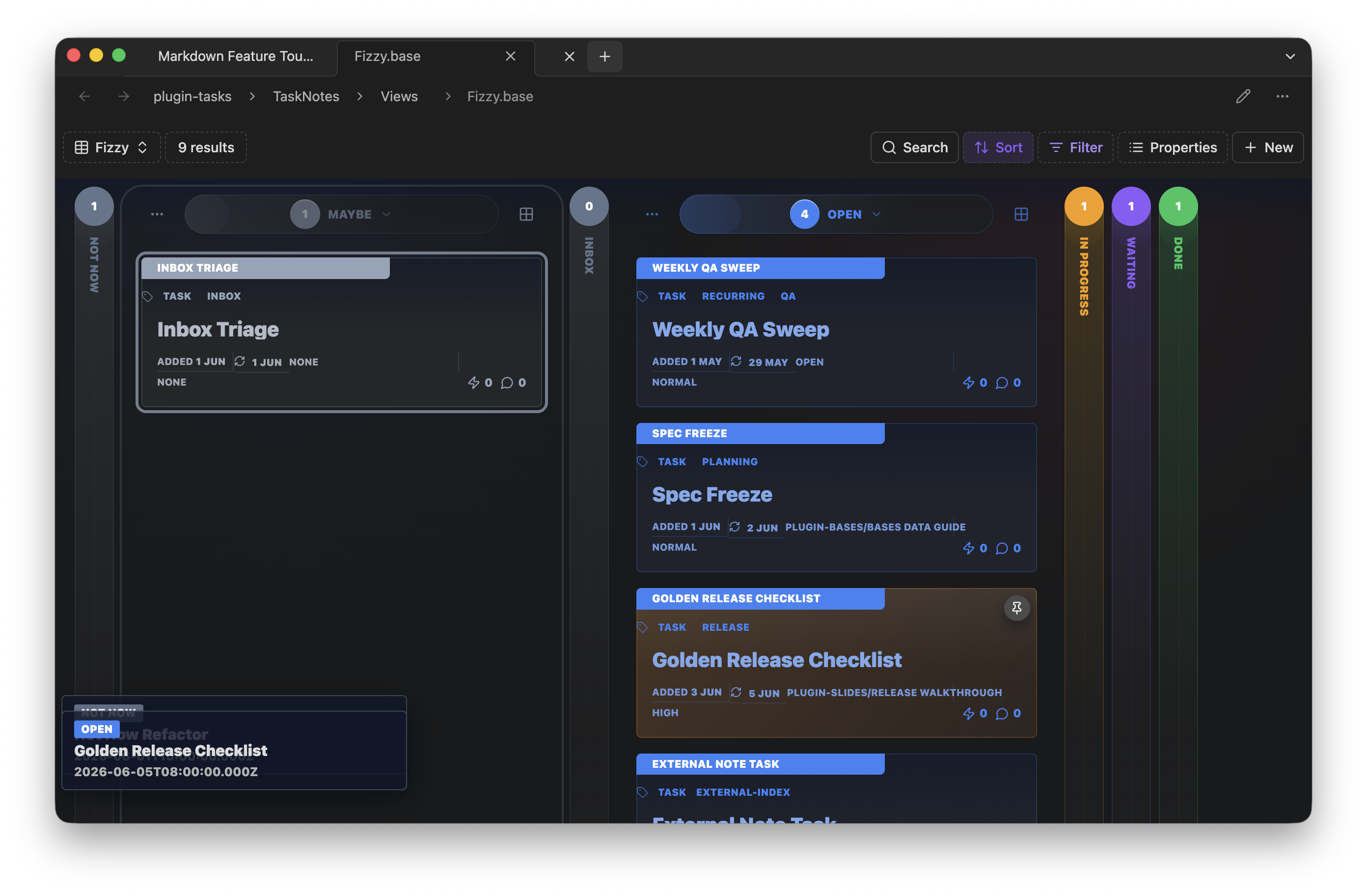 A stacked capture showing Lapis Notes graph view above a canvas board.